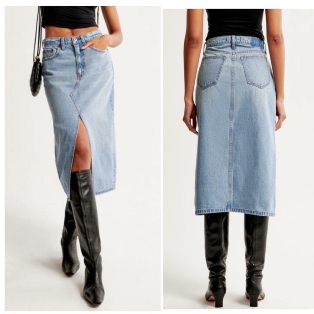 Abercrombie & Fitch midi denim high rise skirt size 28 (6p)
